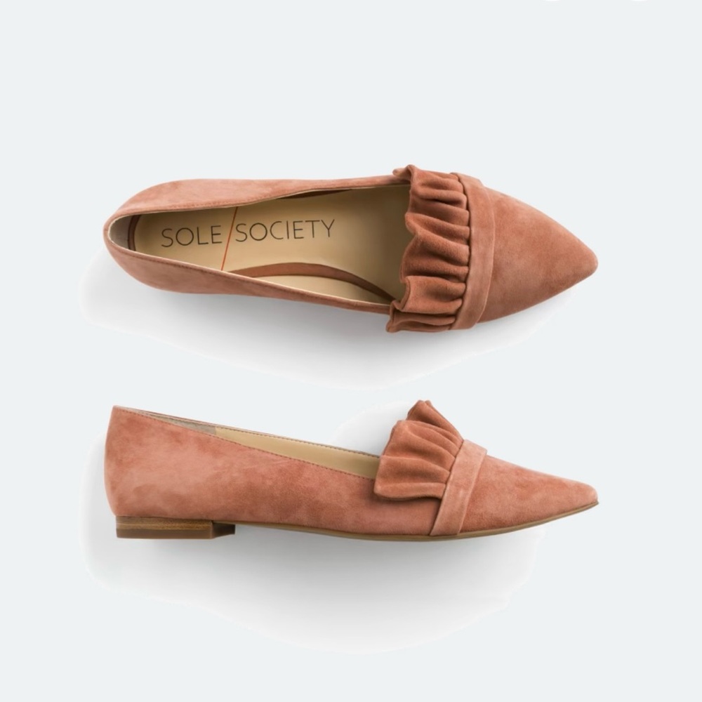 Sole Society Kamber Suede Ruffle Flat